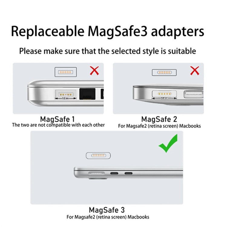 Middle Bend PD 140W USB-C to Magnetic 3 Adapter for MacBook Charging Right Angle Converter