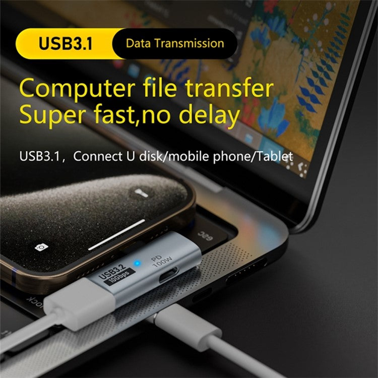 USB 3.2 Adapter Type-C to USB-A  /  USB-C Adapter 10Gbps OTG USB-C 2 to 1 Converter with PD 100W Charge - Black