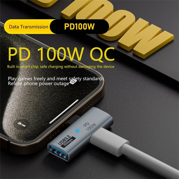 USB 3.2 Adapter Type-C to USB-A  /  USB-C Adapter 10Gbps OTG USB-C 2 to 1 Converter with PD 100W Charge - Black