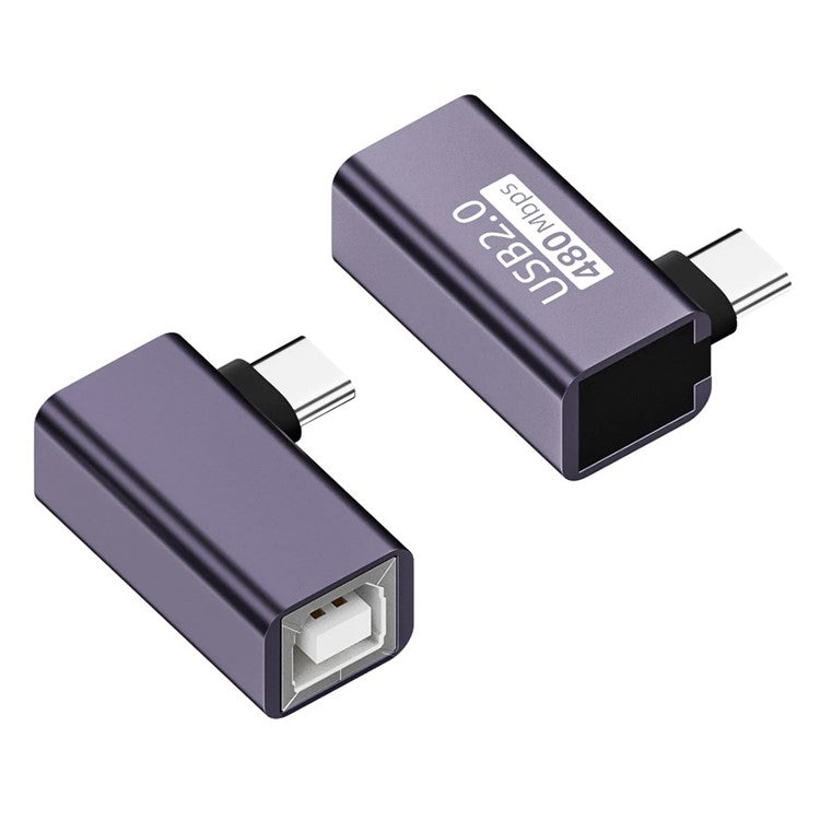 USB-B Female to USB-C Male Elbow Adapter Converter 480Mbps Connector for Electric Piano / Printer