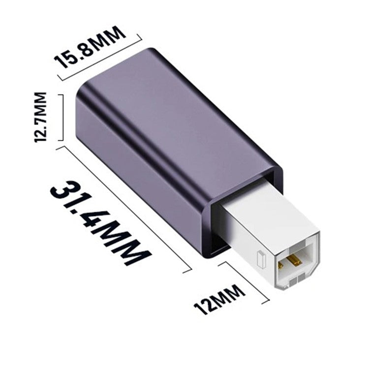 USB-B Female to USB-B Male Converter Adapter, 480Mbps Data Connector Plug for Electric Piano / Printer