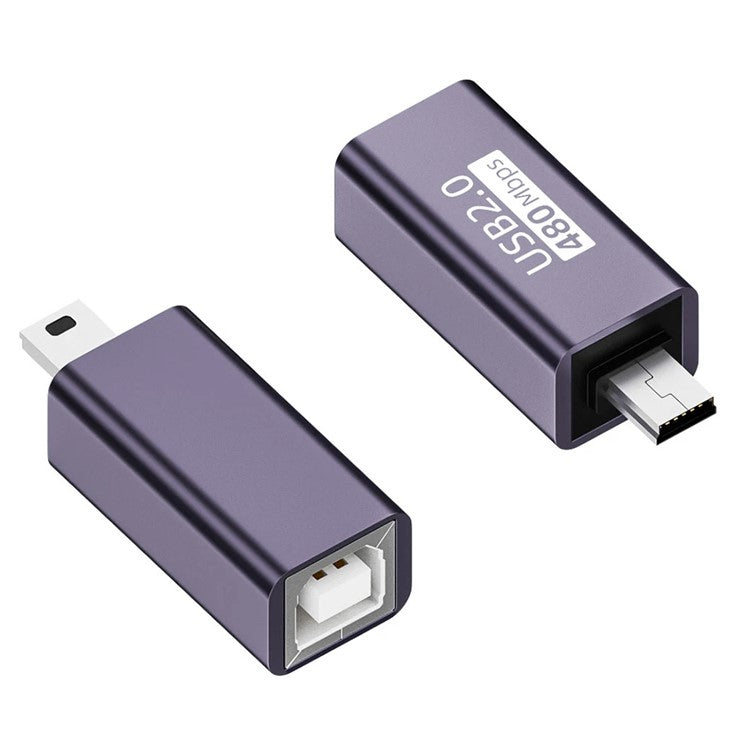 USB-B Female to Mini USB Male 480Mbps Adapter Aluminum Alloy Connector for Electric Piano / Printer