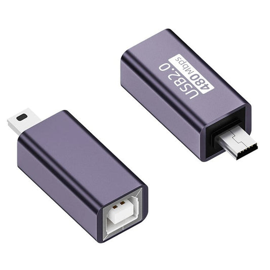 USB-B Female to Mini USB Male 480Mbps Adapter Aluminum Alloy Connector for Electric Piano / Printer