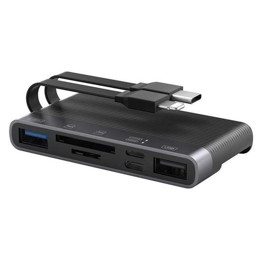 NK-1048HD 6-in-1 Docking Station Type-C / 8-Pin to USB3.0+TF / SD Card Slots+USB2.0+2 Type-C Ports USB Hub Adapter