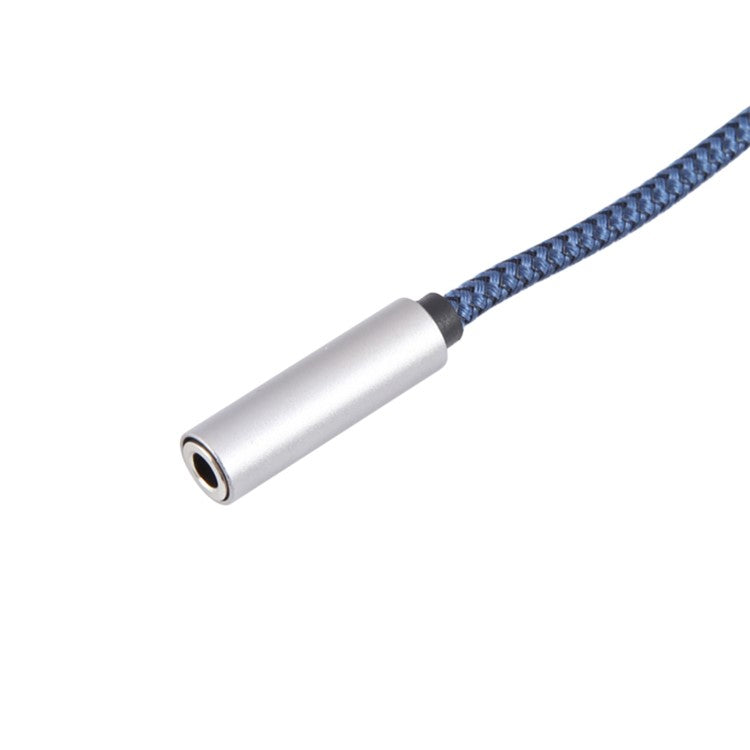 USB Male to 3.5mm Female Audio Adapter Nylon Braided Cord Stereo Sound AUX Adapter - Silver
