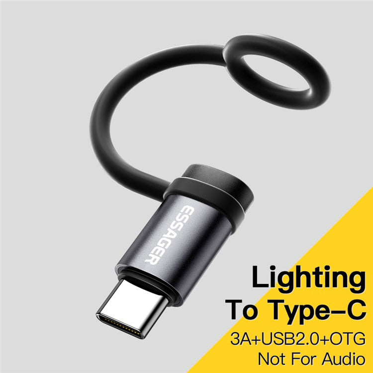 ESSAGER iP Female to Type-C Male Converter Aluminum Alloy Mini OTG Adapter