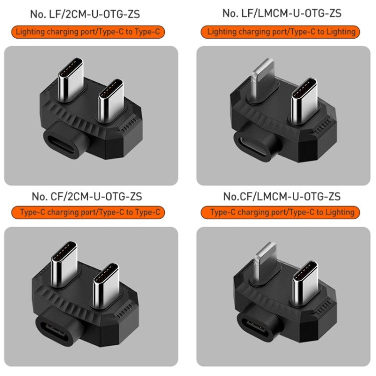8-Pin to Dual Type-C Lavalier Microphone U-shaped Charging Adapter OTG Converter