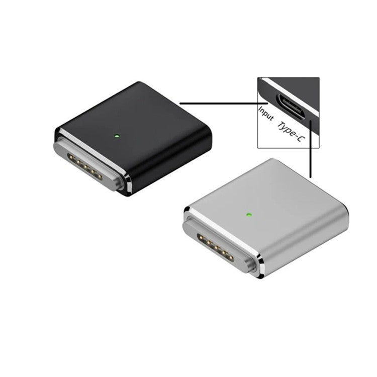 For MacBook PD 100W Compatible with MagSafe 3 to Type C Female Aluminum Alloy Converter - Black