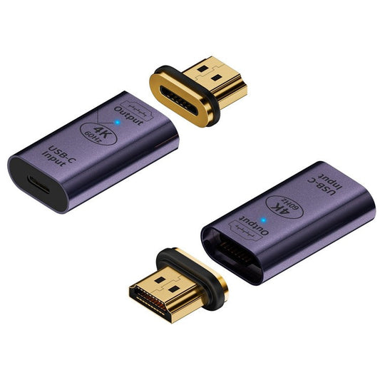 Type-C Female to HDMI 2.0 Male Magnetic Adapter 4K 60HZ HD Video Output Converter - Dark Purple