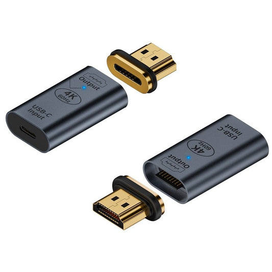 Type-C Female to HDMI 2.0 Male Magnetic Adapter 4K 60HZ HD Video Output Converter - Grey