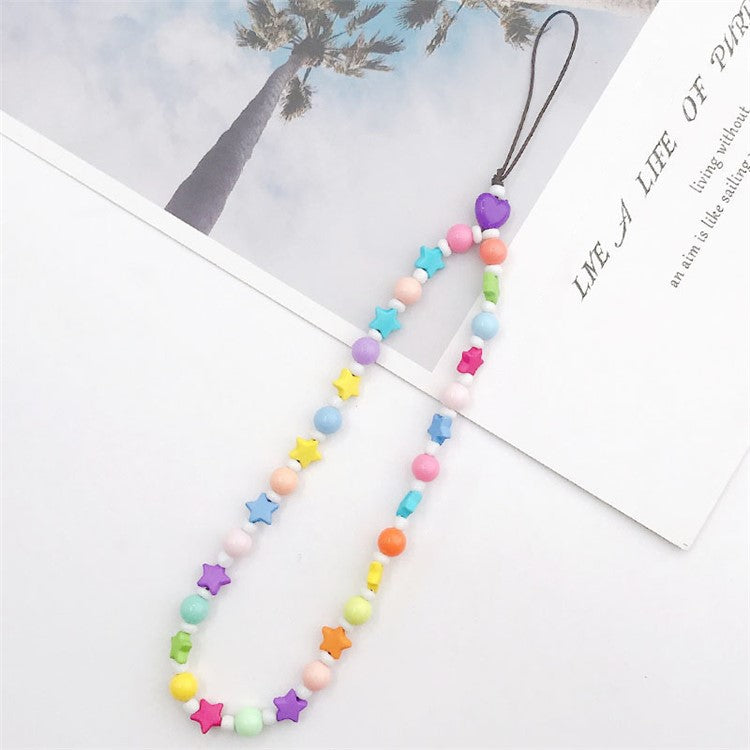 Mobile Phone Anti-drop Beaded Lanyard Hand Rope Cellphone Case Decorative Pendant Bracelet - Colorful Star