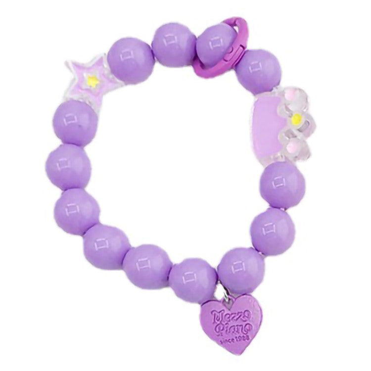 Candy Color Beaded Bracelet Phone Anti-drop Hand Chain Love Heart Decor Cellphone Case Pendant - Purple