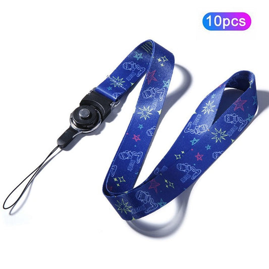 10Pcs / Pack 12 Constellations Cartoon Printed Rotating Buckle Lanyard Detachable Mobile Phone Name Tag Neck Strap - Aquarius