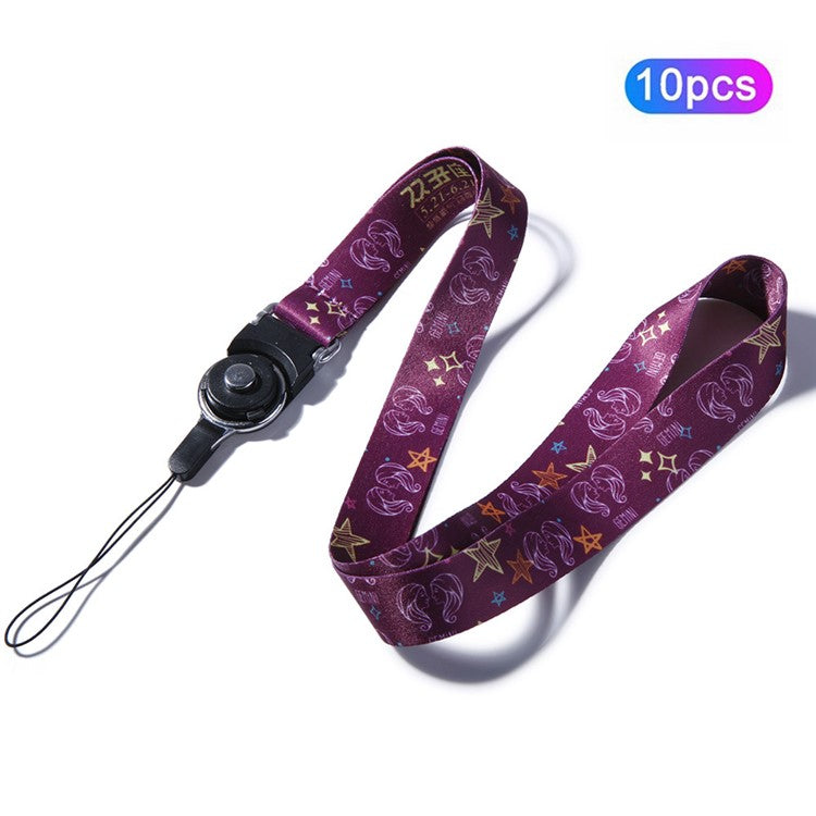 10Pcs / Pack 12 Constellations Cartoon Printed Rotating Buckle Lanyard Detachable Mobile Phone Name Tag Neck Strap - Gemini
