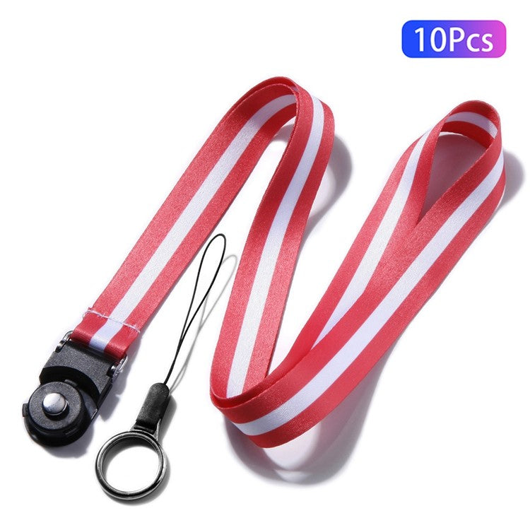 10Pcs / Pack Detachable Finger Ring Lanyard Rotating Buckle Mobile Phone Name Tag Neck Strap - Watermelon Red