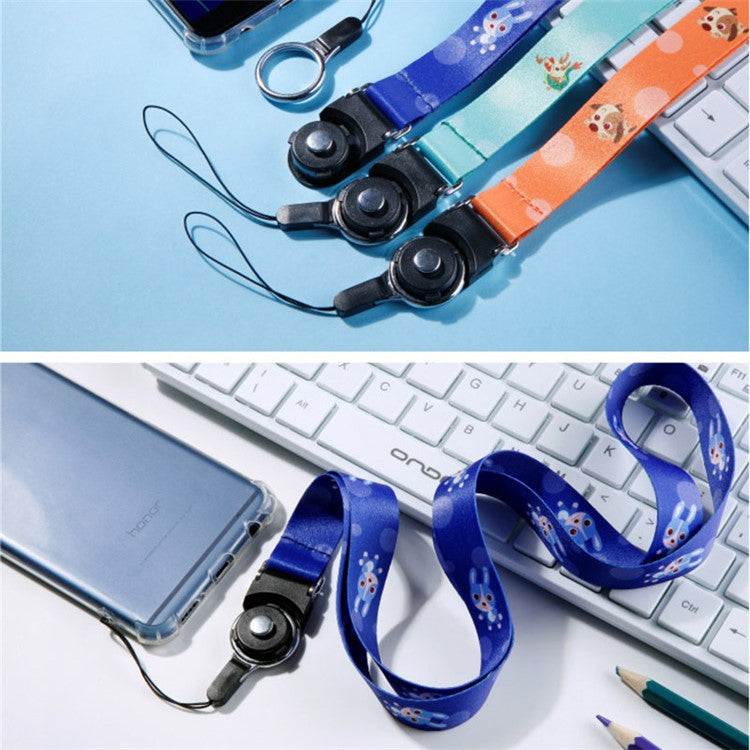 10Pcs / Pack Chinese Zodiac Printed Detachable Finger Ring Rope Rotating Buckle Lanyard Mobile Phone Name Tag Neck Strap - Horse