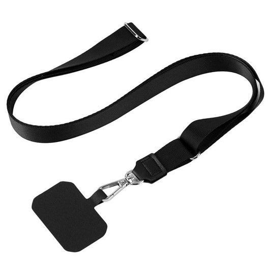 Adjustable Phone Lanyard Anti-Loss Polyester Crossbody Shoulder Strap with Tether Tab - Black