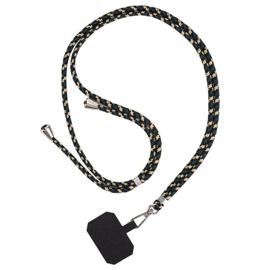 Nylon Phone Lanyard Adjustable Phone Neck Shoulder Strap with Tether Tab - Green / Beige