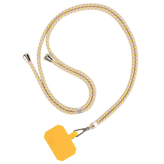 Nylon Phone Lanyard Adjustable Phone Neck Shoulder Strap with Tether Tab - Yellow / Grey