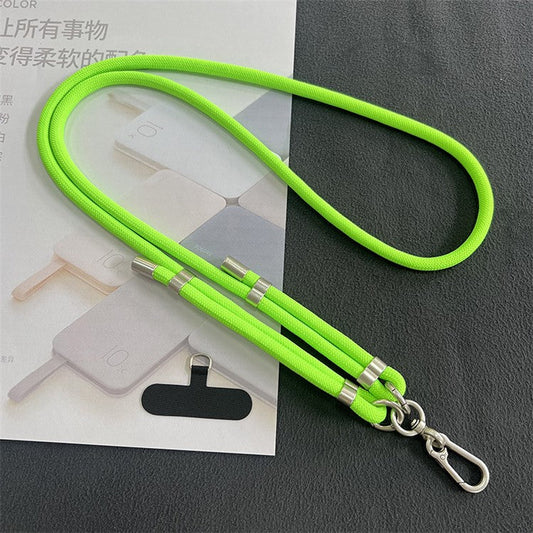 8mm Thickness Crossbody Phone Lanyard Strap with Patch Polyester Adjustable Nylon Neck Strap, Length: 1.5m - Fluorescent Green
