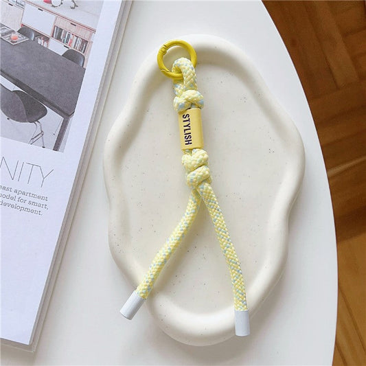 Phone Lanyard Anti-Lost 17cm Nylon Phone Charm Decor with Tether Tab - Colorful Yellow