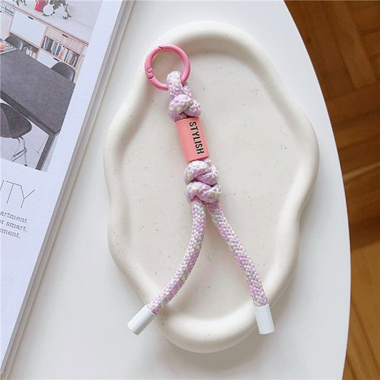 Phone Lanyard Anti-lost 17cm Nylon Phone Charm Decor with Tether Tab - Colorful Purple