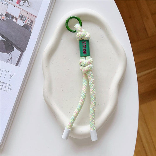 Phone Lanyard Anti-lost 17cm Nylon Phone Charm Decor with Tether Tab - Colorful Beige