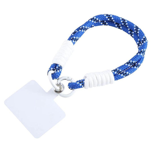 Phone Lanyard Dual-Strand Nylon 26cm Short Wrist Strap Hand Strap with Tether Tab - Blue Pattern+wHITE
