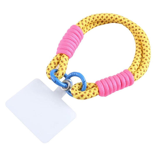 Phone Lanyard Dual-Strand Nylon 26cm Short Wrist Strap Hand Strap with Tether Tab - Colorful Yellow+Rose