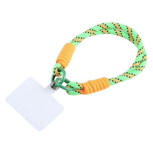Phone Lanyard Dual-Strand Nylon 26cm Short Wrist Strap Hand Strap with Tether Tab - Colorful Green+Orange