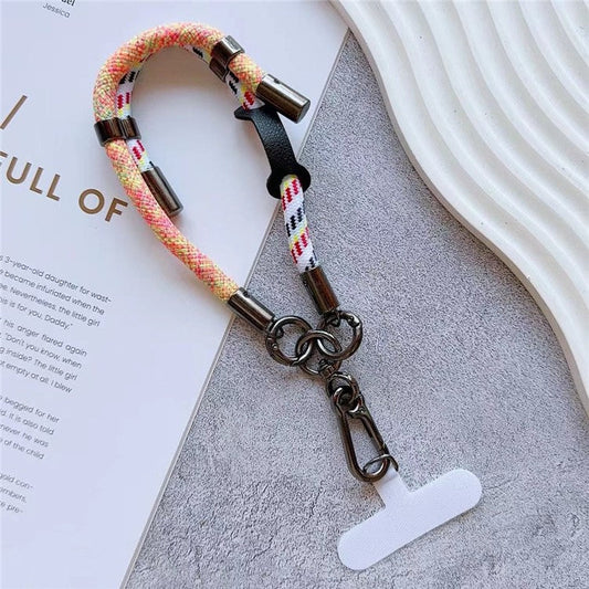 8mm Thick Phone Wrist Strap 34cm Adjustable Nylon Hand Strap with Tether Tab - Colorful+Colorful White