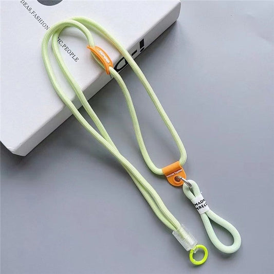 Nylon Phone Lanyard 120cm Crossbody Phone Strap 2-in-1 Short Lanyard with Tether Tab - Match Green