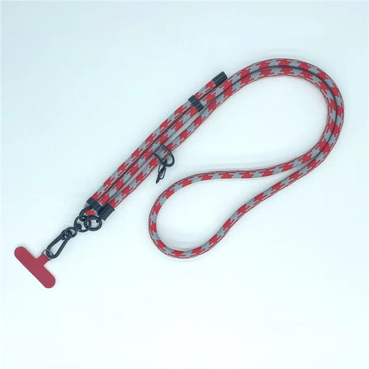 8mm Thick Phone Lanyard Pattern  Phone Crossbody Neck Strap with Tether Tab, Total Length: 135cm - Red+Grey