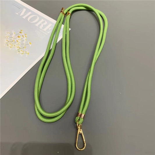 Phone Lanyard 6mm Thick Adjustable Nylon Neck Strap with Gold Clasp, Tether Tab, Total Length: 150cm - Green