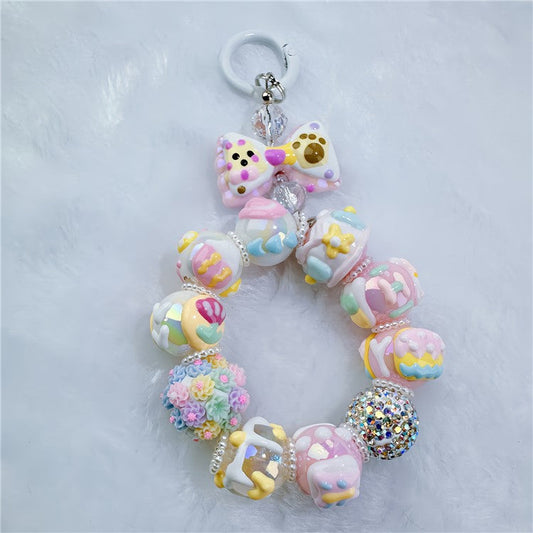 Acrylic Beaded Phone Lanyard Short 11cm Detachable Phone Bracelet Strap with Tether Tab - Style A