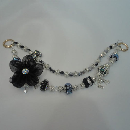 Beaded Phone Lanyard Dual Chain Wrist Strap 25cm Sparkling Hands-Free Wristlet Bracelet with Tether Tab - Style B