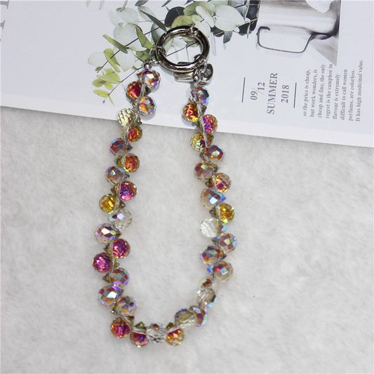 Cell Phone Lanyard 26cm Colorful Crystal Charm Phone Chain Wrist Strap - Type C