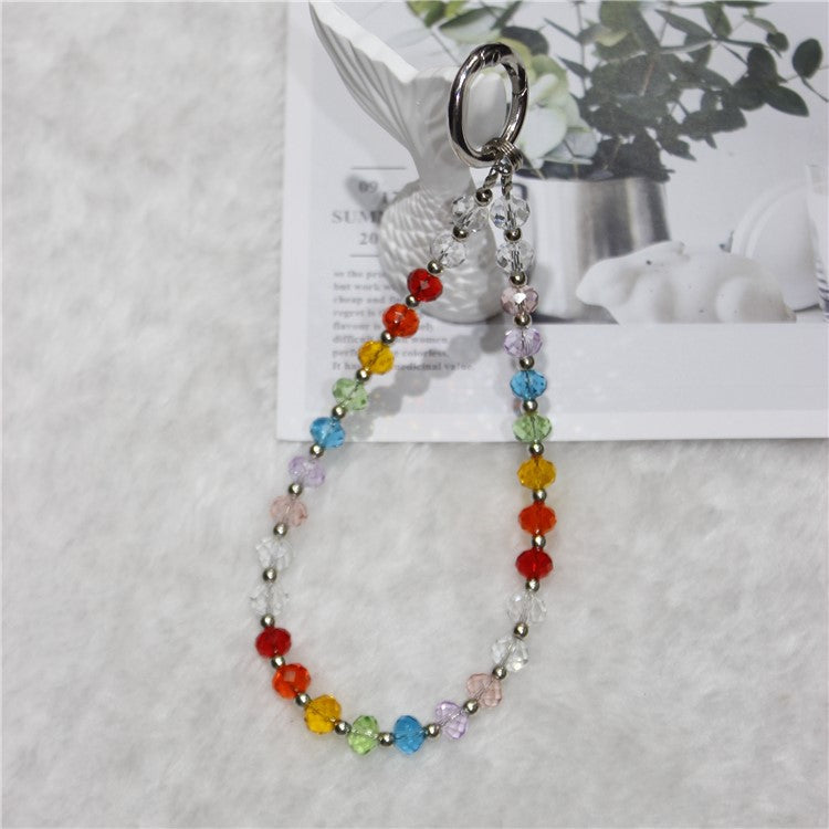 Cell Phone Lanyard 26cm Colored Beads Phone Chain Wrist Strap - Without Bow