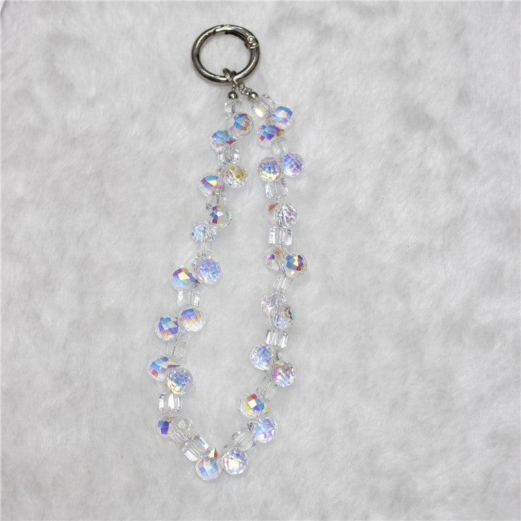 Cell Phone Lanyard 28cm Indirect Grape Beads Phone Chain Wrist Strap - Transparent