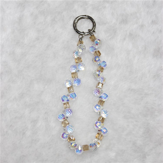 Cell Phone Lanyard 28cm Indirect Grape Beads Phone Chain Wrist Strap - Yellow