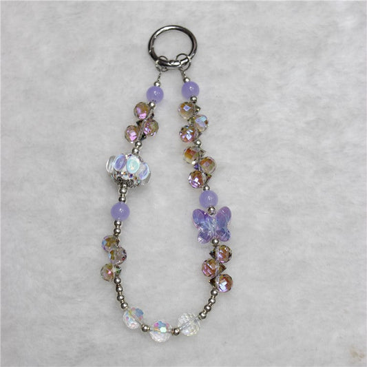 Phone Charm Strap Grape Bead Phone Lanyard Short 26cm Phone Wrist Strap - Purple