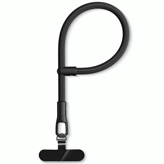 7mm Adjustable Wrist Strap Polyester Phone Lanyard with Tether Tab - Black