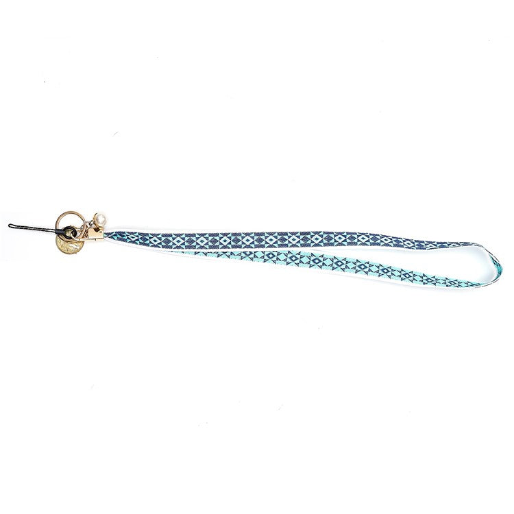 Totem Series Phone Lanyard 80cm Crossbody Neck Strap Vintage Pendant Universal Mobile Phone Lanyard - Blue