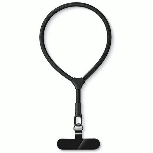 7mm Adjustable Ring Wrist Strap Polyester Phone Lanyard with Tether Tab - Black