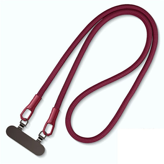 90mm Neck Strap with Tether Tab, Anti-Loss Drop Protection Double Buckle Cell Phone Long Lanyard - Wine Red