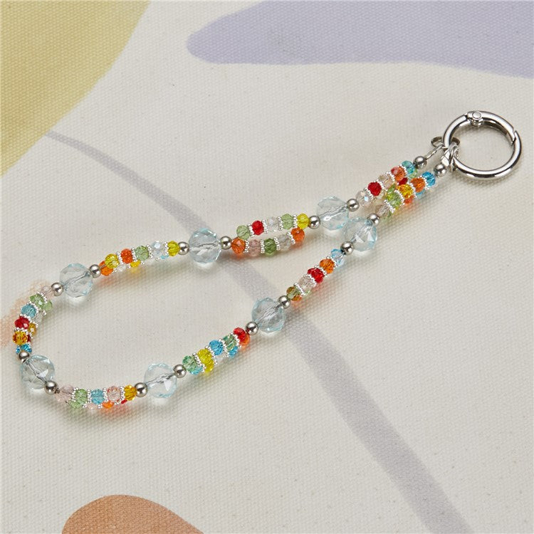 Cell Phone Charm Lanyard 26cm Rhombus Beads Phone Case Wrist Strap for Women Girls - Colorful