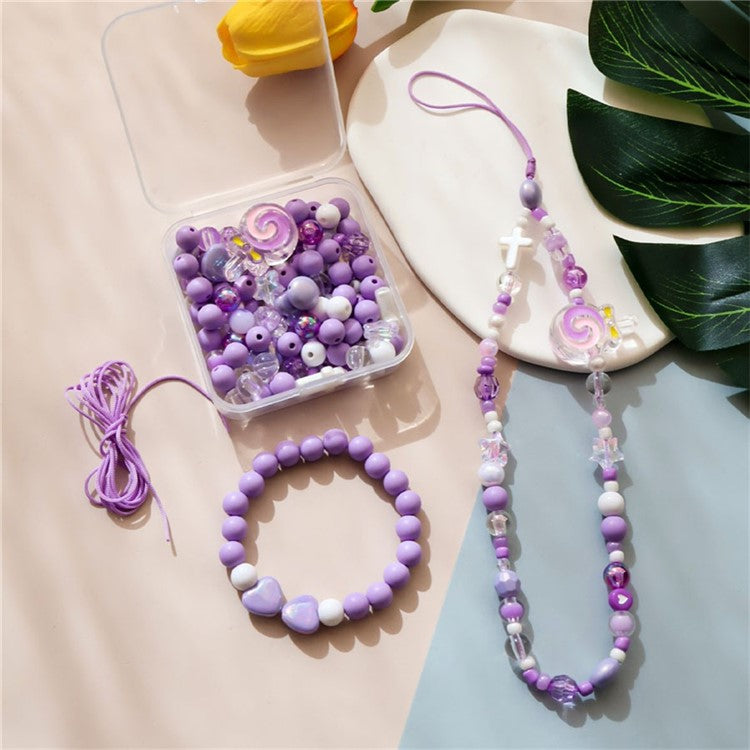 DIY Phone Charm Set 6 Color Cell Phone Lanyard Wrist Bracelets Assembly Accessories
