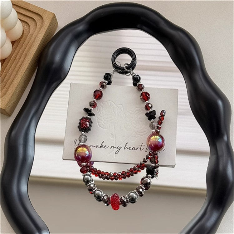 Colorful Beaded Phone Lanyard 26cm Short Phone Wristlet Strap Mobile Accessory - Style B