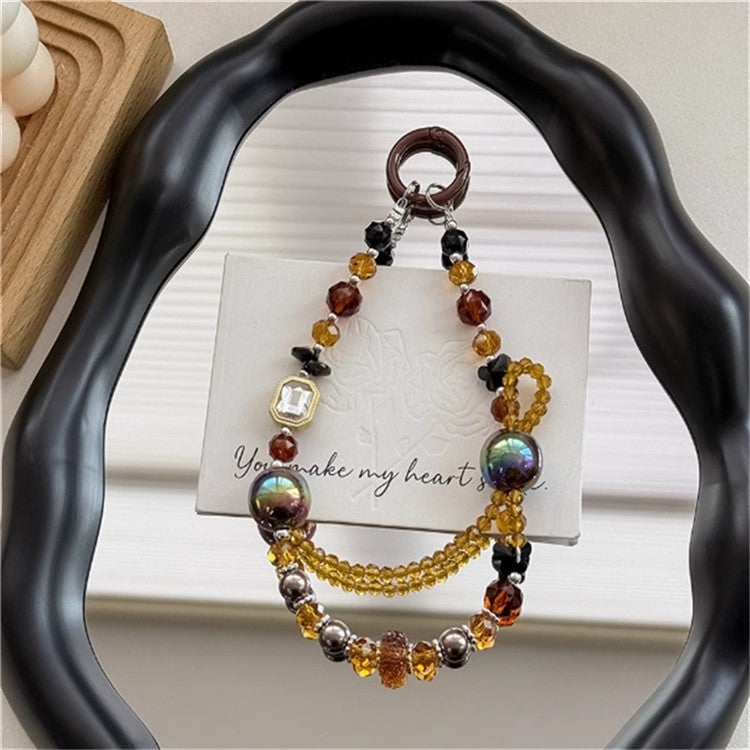 Colorful Beaded Phone Lanyard 26cm Short Phone Wristlet Strap Mobile Accessory - Style C