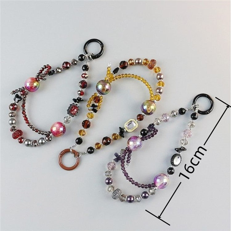 Colorful Beaded Phone Lanyard 26cm Short Phone Wristlet Strap Mobile Accessory - Style C